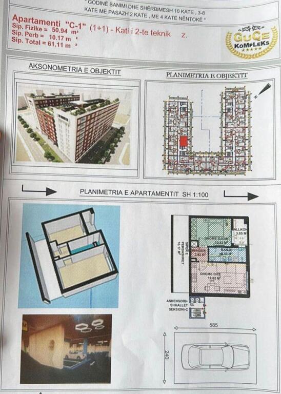SHITET APARTAMENT 1+1 KOMPLEKSI GUCE 113.000 EURO