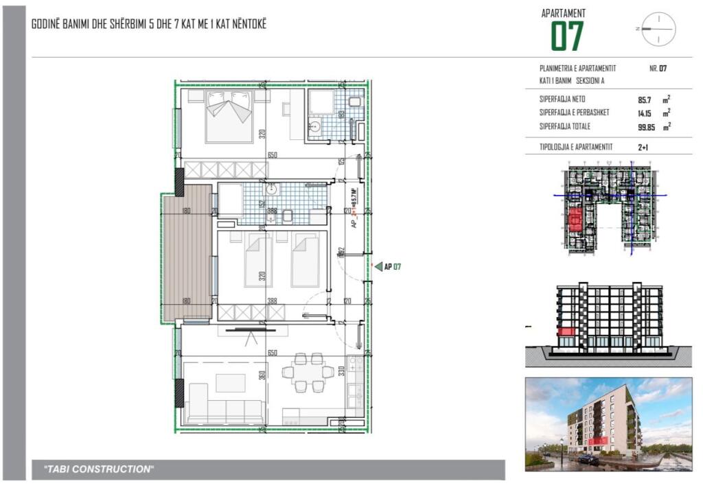 Apartment 2+1+2 Bathrooms for Sale, Paskuqan at Tabi Construction