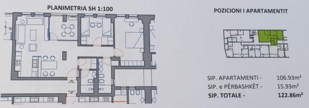 Shitet Apartament 2+1+2 Bulevardi i ri