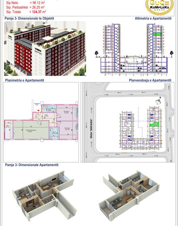 SHITET APARTAMENT 2+1 KOMPLEKSI GUCE 267.500 EURO