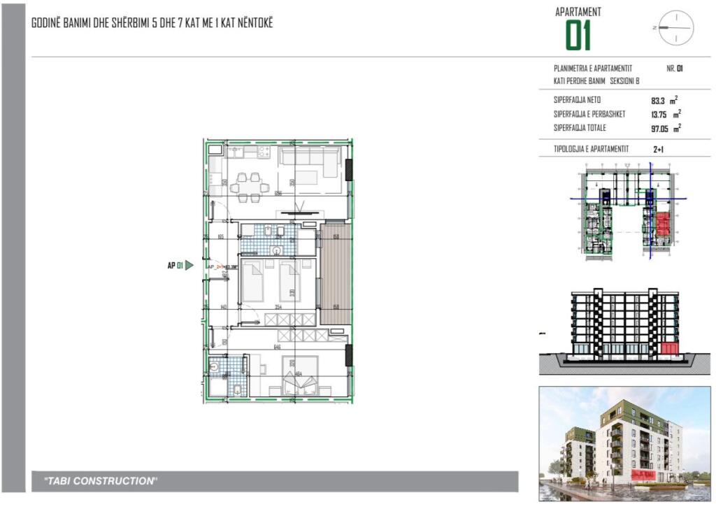 Appartamento 2+1+2 Bagni in Vendita, Pakuqan Vicino a Tabi Construction