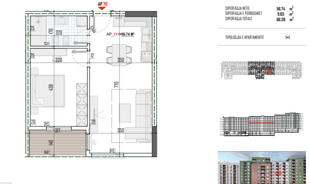 Apartament 1+1 per shitje ne paskuqan