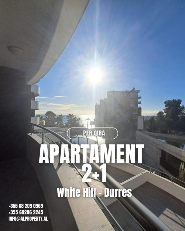 Me Qira – Apartament 2+1 në White Hill Residence, Durrës pamje deti