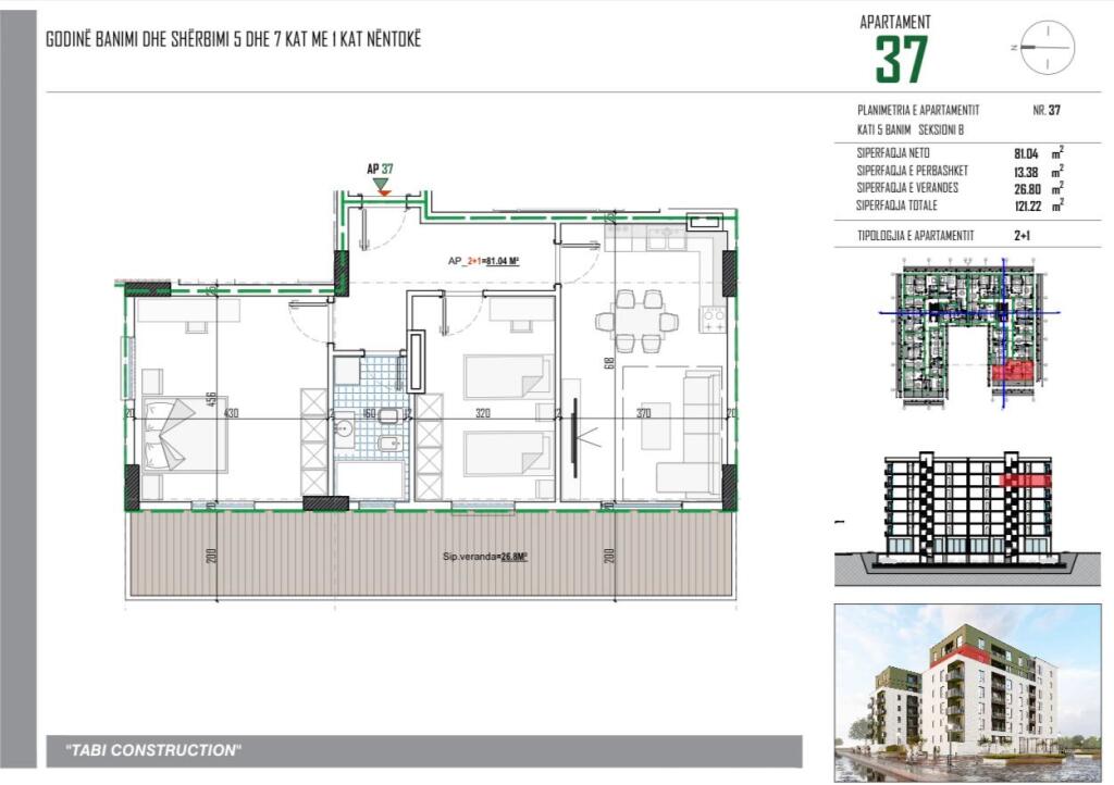 Vendesi Appartamento 2+1+ 26.8m2 Veranda, Paskuqan presso TABI CONSTRUCTION