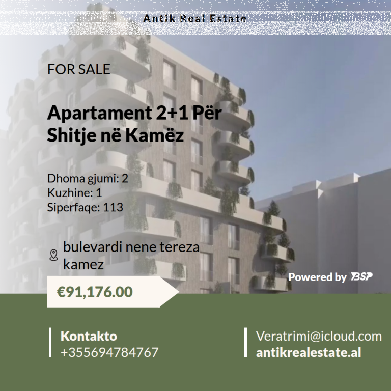 APARTMENT FOR SALE IN KAMEZ 2+1