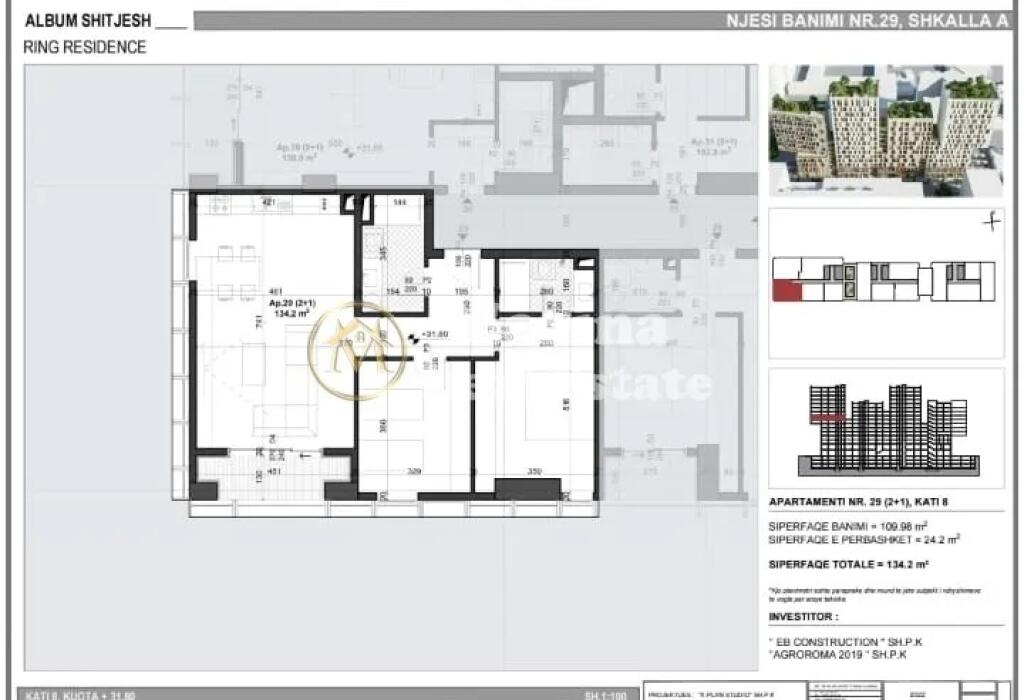 Apartment 2+1+2 for sale, Soho Tower, Zogu i Zi, Ring Residence, 300,000 Euro