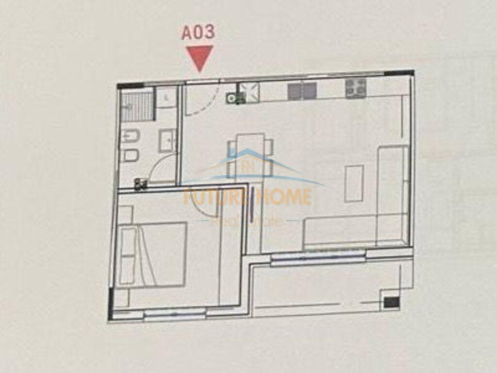 For sale, Apartment 1+1, New Boulevard, Tirana.