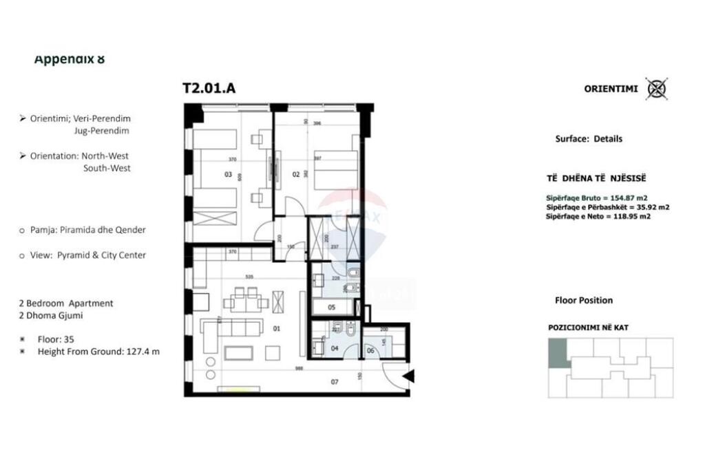 SHITET APARTAMENT 2+1+2 TEK DOWNTOWN 1