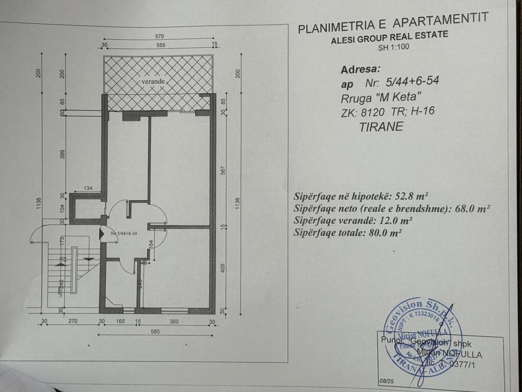 🏡 Shitet Apartament 2+1 + verandë 🛁 Tualet me dritare  📍 Kinostudio, Tiranë – Rruga Myslym Keta 📐 Sipërfaqe totale: 80 m² 🛋️ I pabanuar më parë – mobilim totalisht i ri &amp; luks 🏗️ Kati i 5 (i fundit) – pallat me tulla të kuqe 🏦 Mundësi blerjeje edhe me kredi bankare 🌅 Orientim: Lindje – Perëndim me pamje të lirë  💶 Çmimi: 125,000 €   