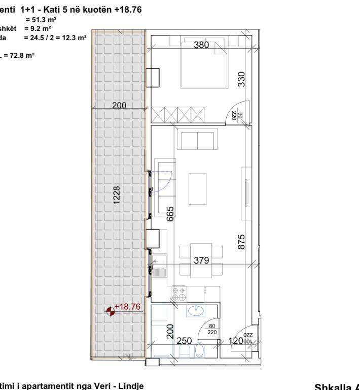 shitet apartament tek AURA 1+1