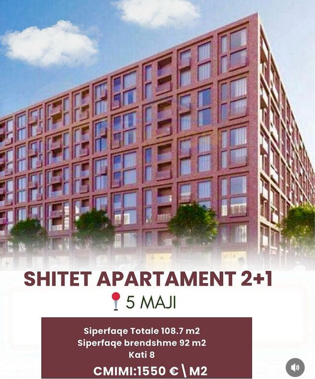 Shitet Apartament 2+1 në zonën 5 Maji
