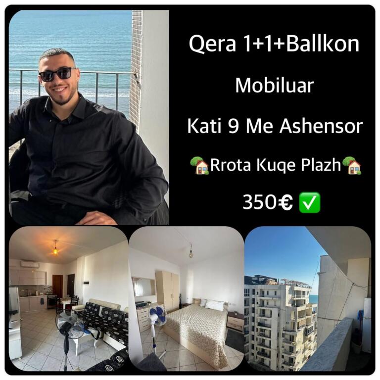 Apartament  1+1 me Qera  📍Plazh,Rrota Kuqe •  350€ neto