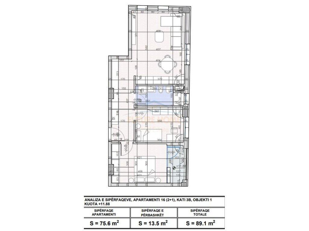 For sale, Apartment 2+1+Parking Space, Unaza e Re.