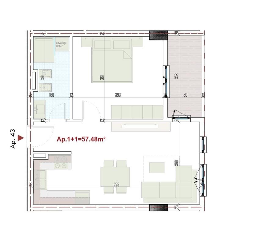 Shitet Apartamenr 1+1, Paskuqan, RINGSIDE RESIDENCES! 73,000 €