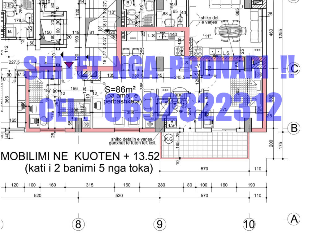 Shitet 2+1 Zogu Zi ngjitur me RingCenter 86m2 neto