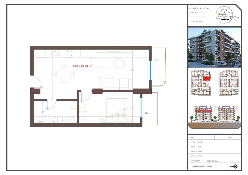 Apartment for sale, 1 + 1 in Golem, 73m2