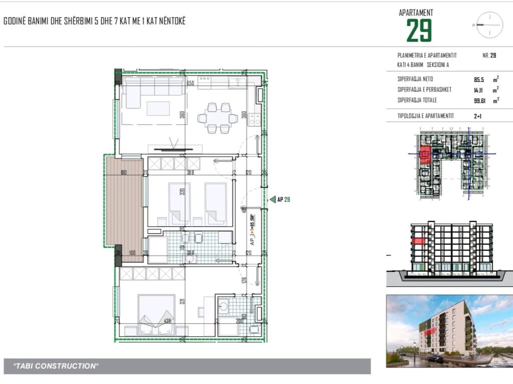 Apartment 2+1+2 for Sale - Paskuqan, Near Hotel QTA