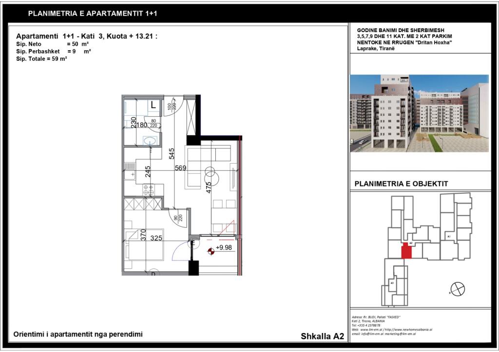 FOR SALE APARTMENT 1+1+BALCONY "DRITAN HOXHA STREET, COMPLEX