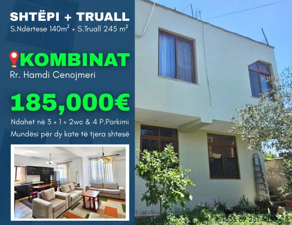 ✨For Sale *Private House* *1 Floor (3+1+2wc) +1 Half-basement Floor* + *Land* in 📍Kombinat, Tirana -- *185,000€*