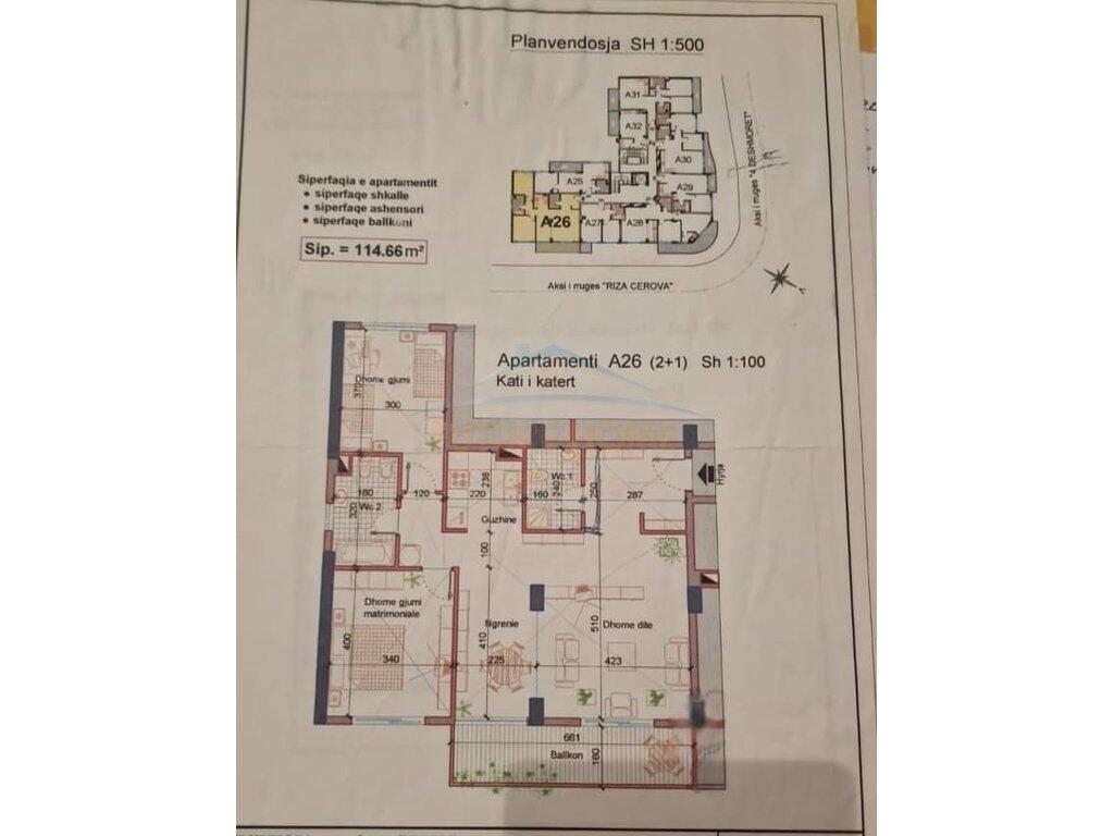 In vendita, Appartamento 2+1, vicino alla scuola 4 Deshmoret, Tirana