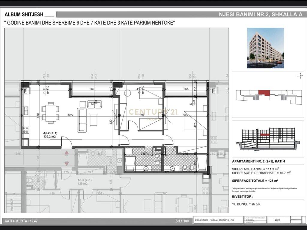 Apartment 2+1 for sale Bulevardi i Ri 204,800 €