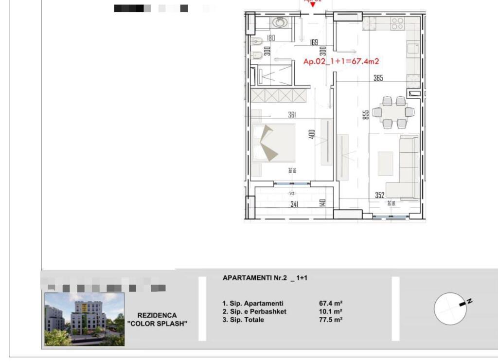 Appartamento 1+1 in vendita presso Color Splash Residence alla fine del Nuovo Boulevard, Tirana (ID 41111152 )