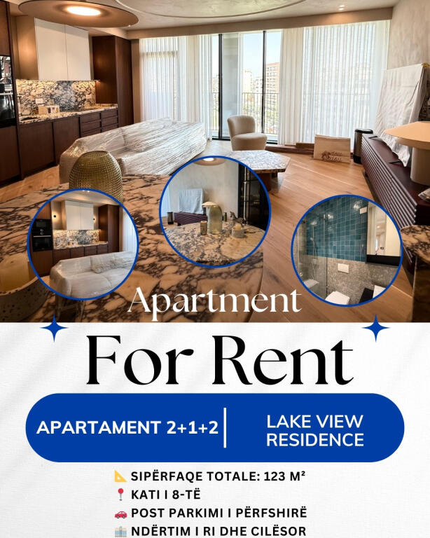 ✨Jepet me Qira Apartament 2+1+2 | 📍Lake View Residences, Rruga e Kosovarëve