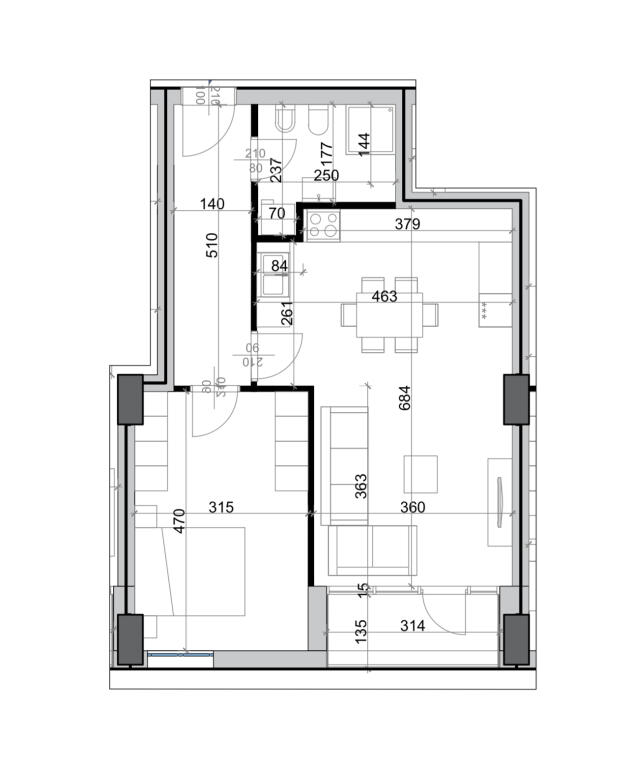 Shitet apartament 1+1 tek Kompleksi Kika 2,Komuna e Parisit