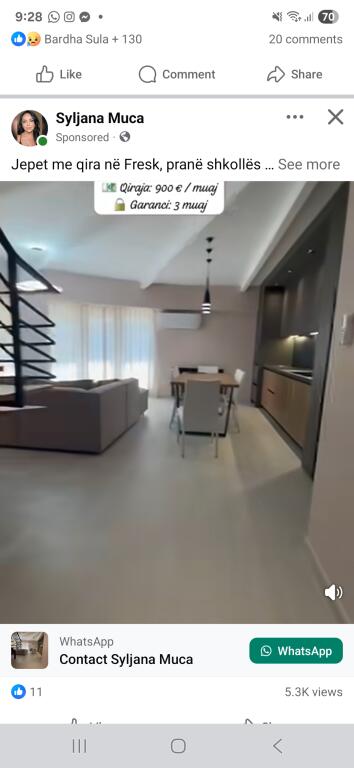 Fresk Rruga Dalip Topi Jepet Apartament 1+1 Me Qera