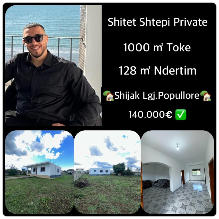 Casa Privata in Vendita 📍Quartiere Popolare Shijak • 140.000€ ✅• Terreno di 1000 ㎡, edificio di 128 ㎡ con sistema 3+1
