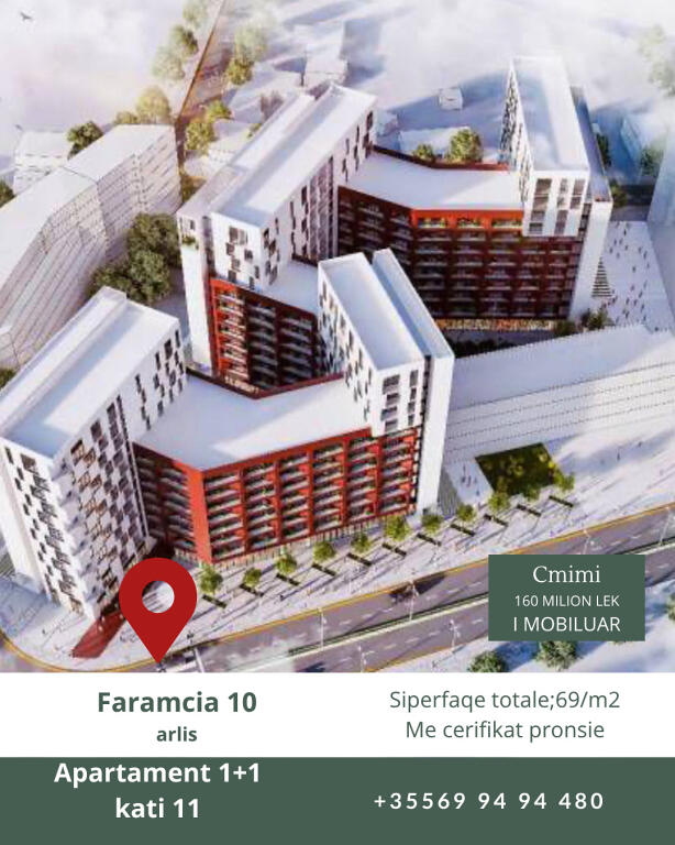 Shitet apartament 1+1 framacia 10 arlis