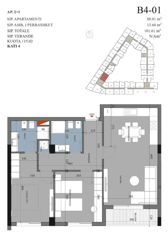 Appartamento 2+1 in Vendita (930€/m²) - Paskuqan, Vicino alla Scuola