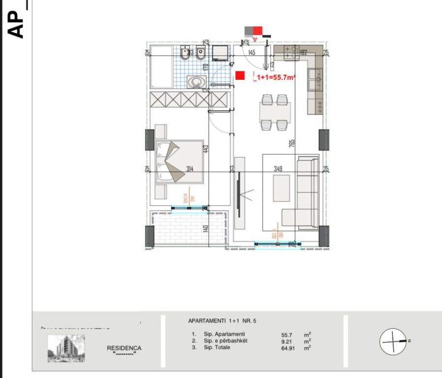 Appartamento 1+1 in vendita presso Color Splash Residence Paskuqan, Tirana ID (41111158)