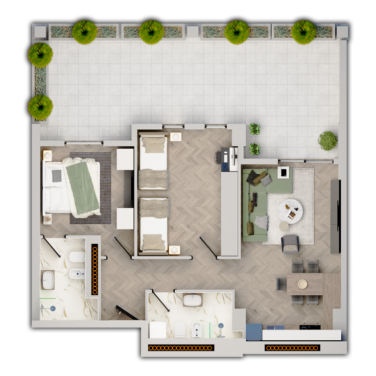 Shitet apartament 2+1+verande