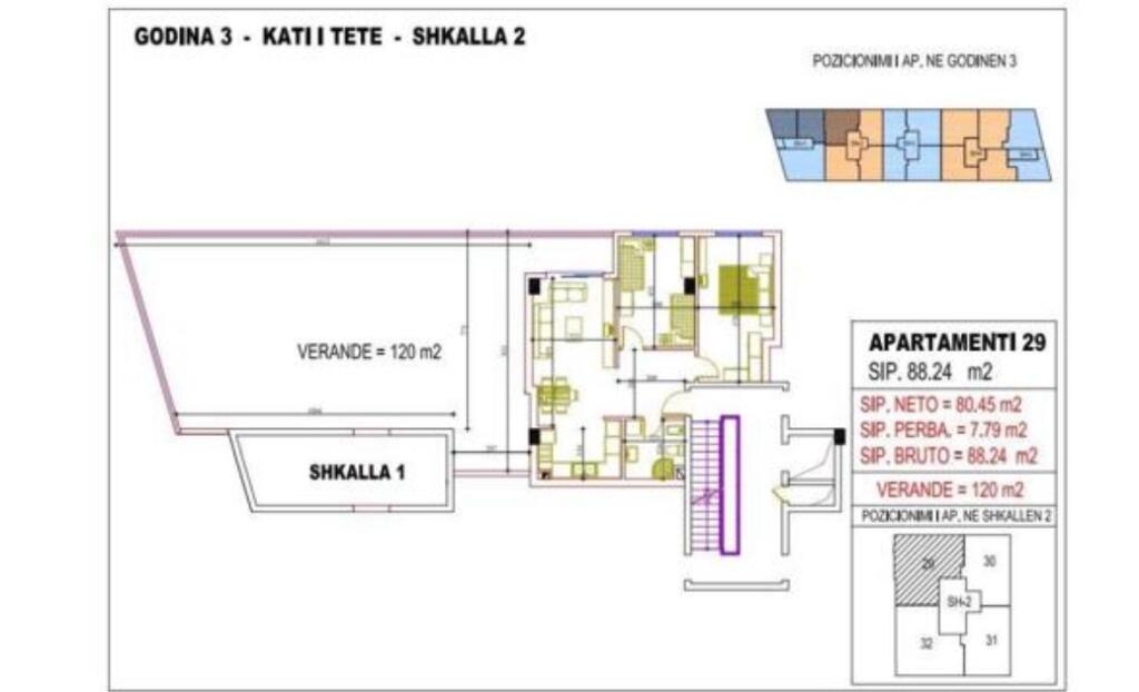 Shitet apartament 2+1+verande, Astir