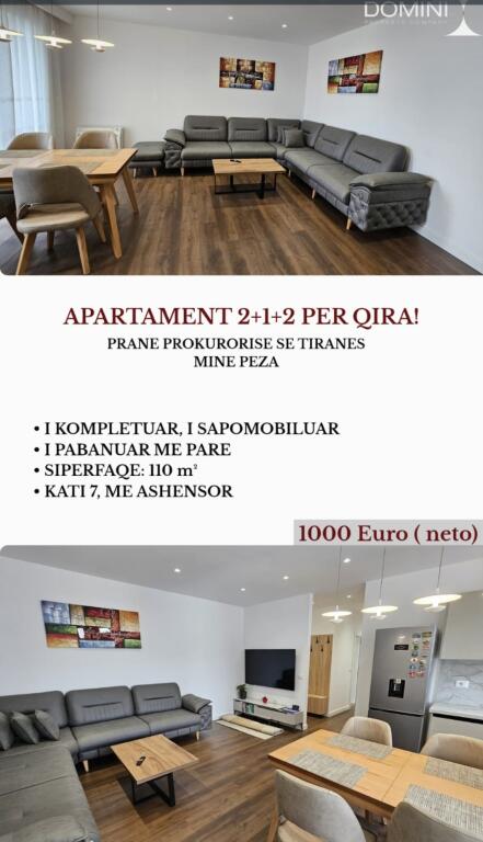 Apartament 2+1 per qira prane rr. Mine Peza