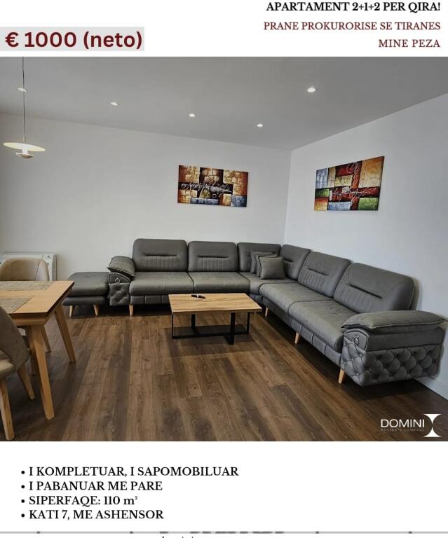 Apartament 2+1 per qira prane rr. Mine Peza