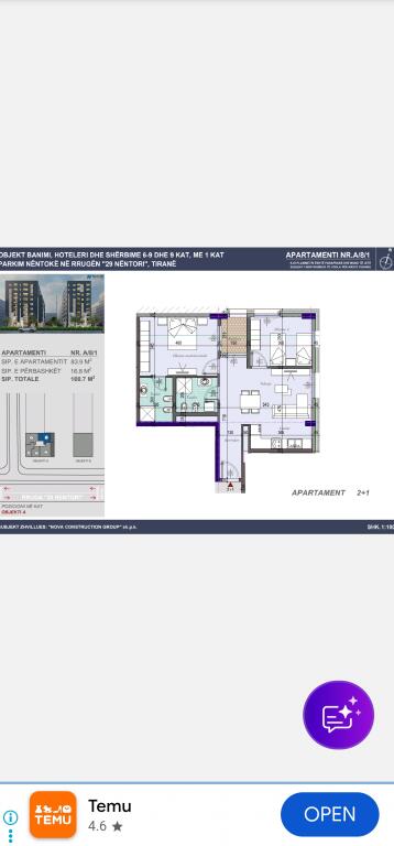 🏢 APPARTAMENTO 2+1+2 IN VENDITA – INGRESSO TIRANA