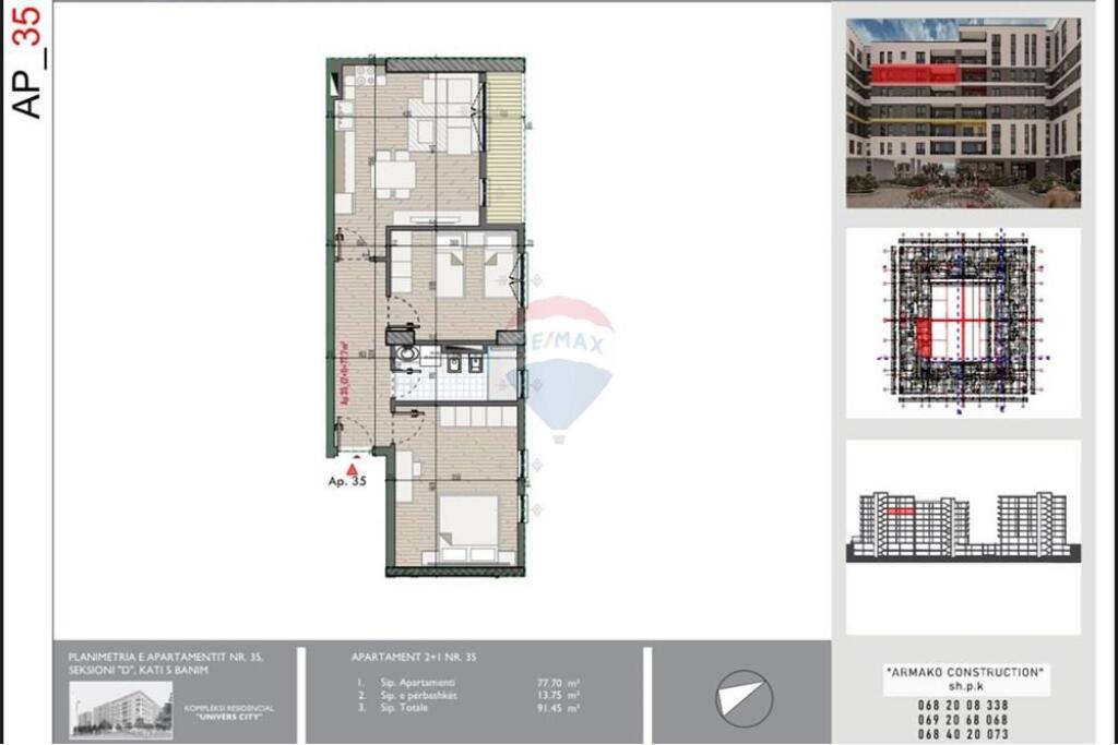 UNIVERS CITY, SHESIM APARTAMENT 2`+ 1