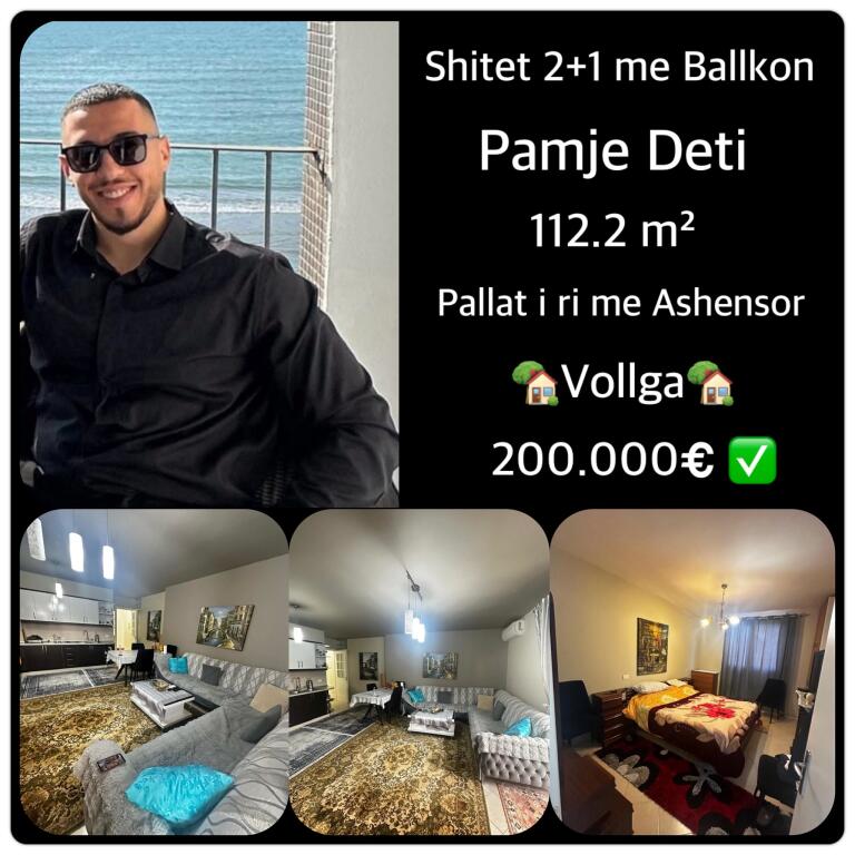 🏡 SHITET APARTAMENT 2+1 ME BALLKON 🌊PAMJE DETI   📍Vollga,DURRES 💰 Çmimi: 200,000€