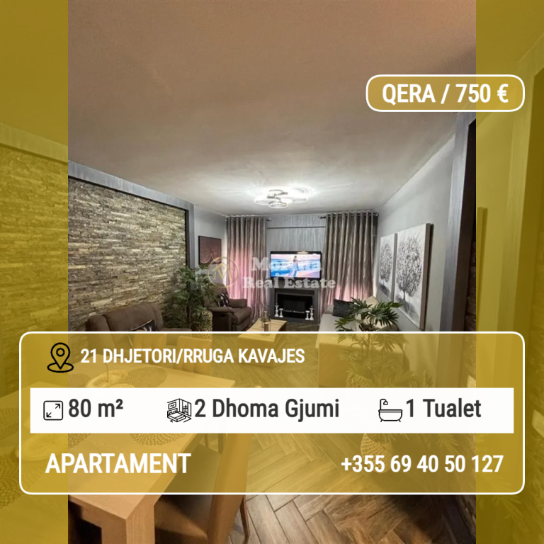 Rent, Apartment 2+1, 21 Dhjetori, 750 Euro/month