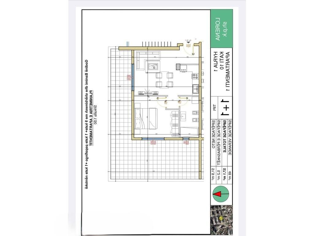 Apartament 1+1+Verande per Shitje në Yzberish,pallati UNIK 110,000 €