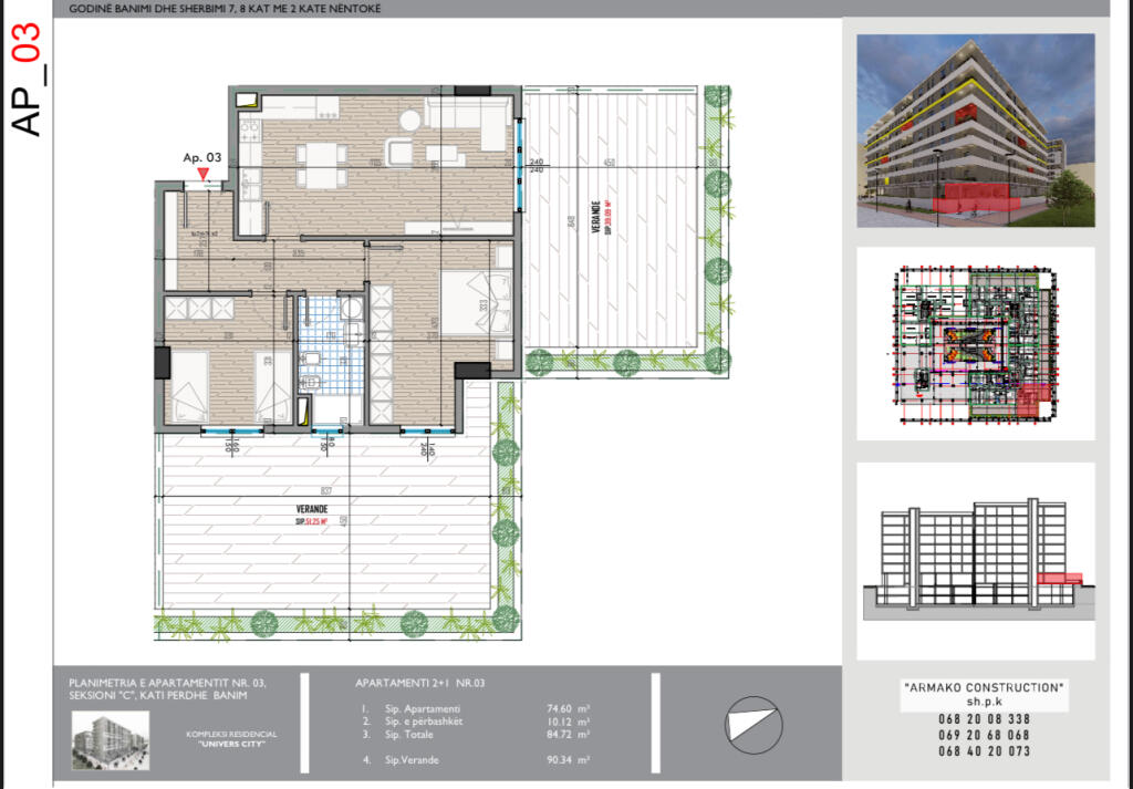 Apartment 2+1+2 veranda for sale at Univrrs city in final phase