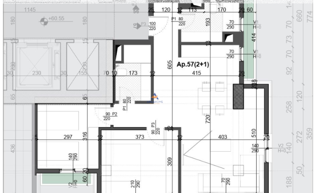 SHITET APARTAMENT2+1+BALLKON "RRUGA SULEJMAN DELVINA,SHESHI WILLSON" 445.680 EURO