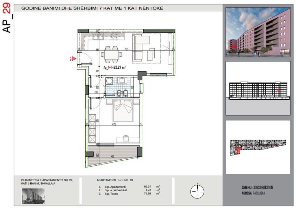 For sale 1+1, in Paskuqan price 79 thousand euros