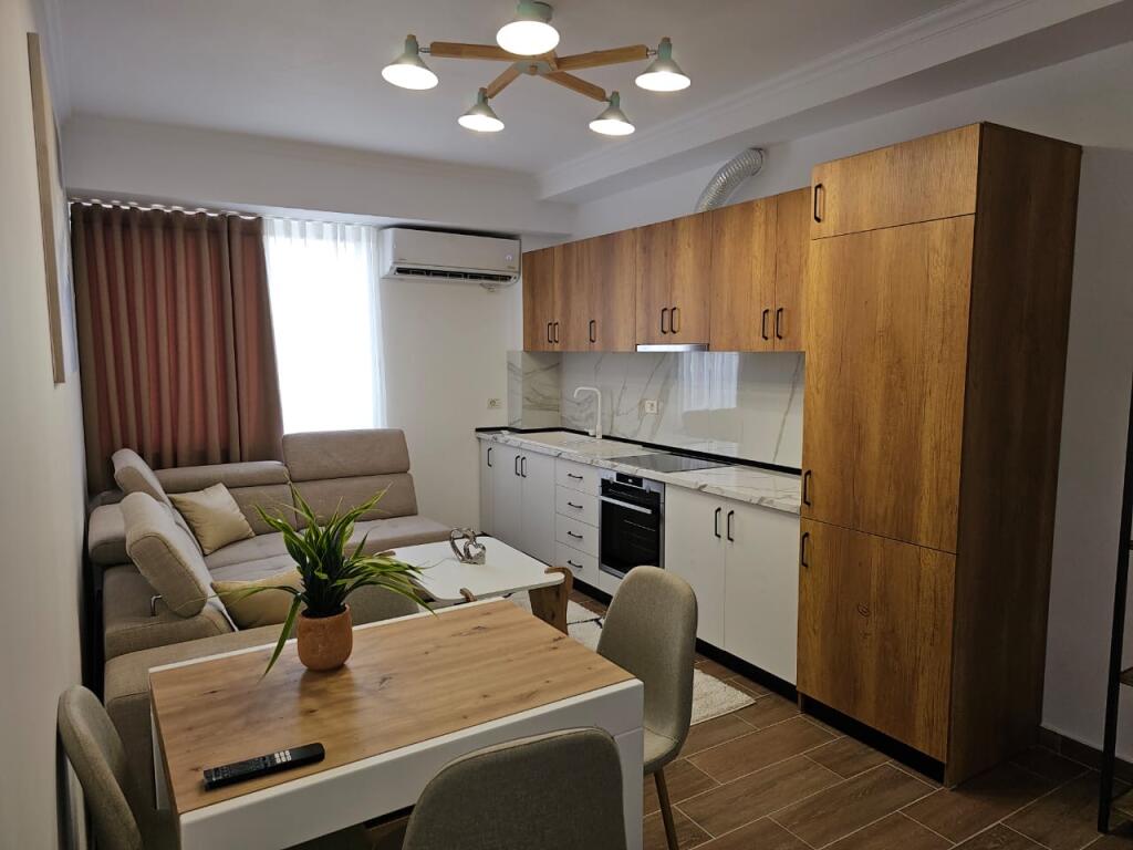 Rent Apartment 1+1  1st floor, building with elevator  Furnished Contemporary furnishing  Near Construction Engineering  Price 60,000 lek