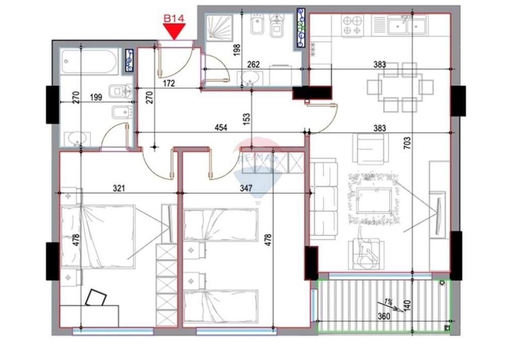 Shitet apartament 2+1+2 prane Casa Italias!