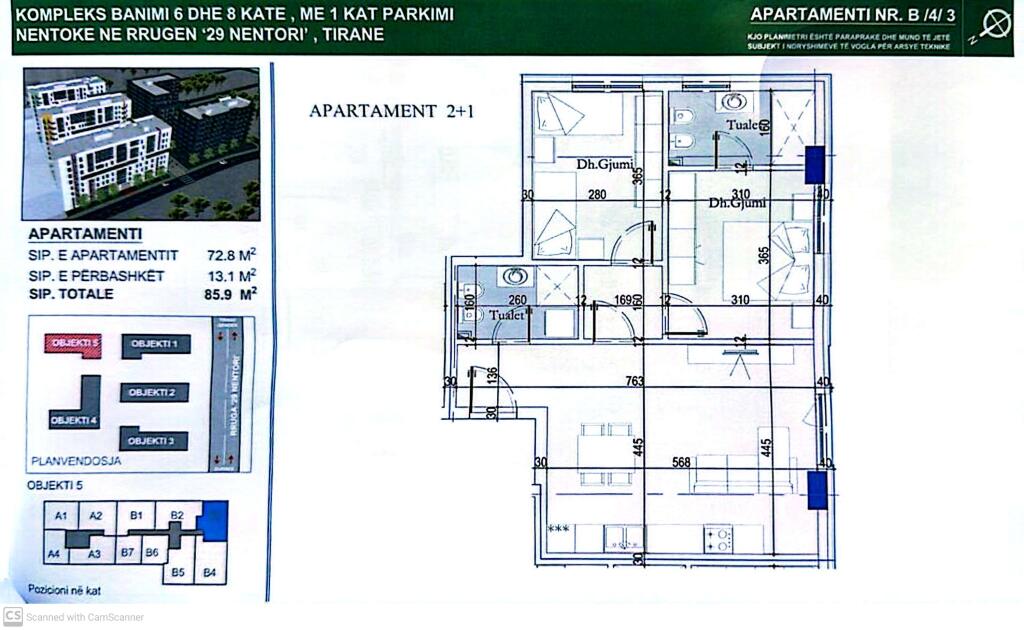 Shitet Apartament 2+1+2 - Tirana Entry, Pran Casa Italias