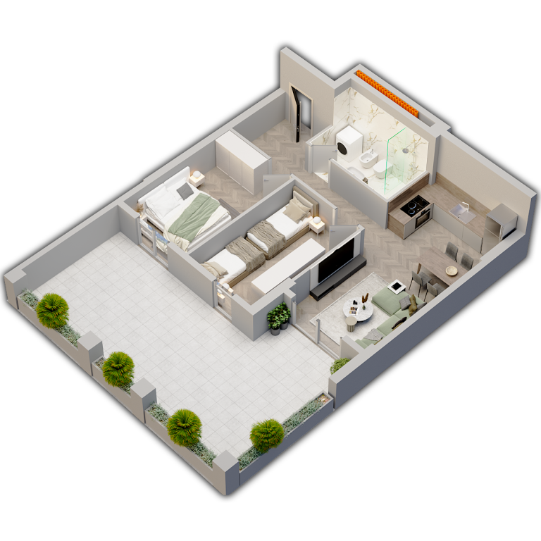 Shitet, Apartament 2+1 me Verandë – Orientim Jug-Lindje