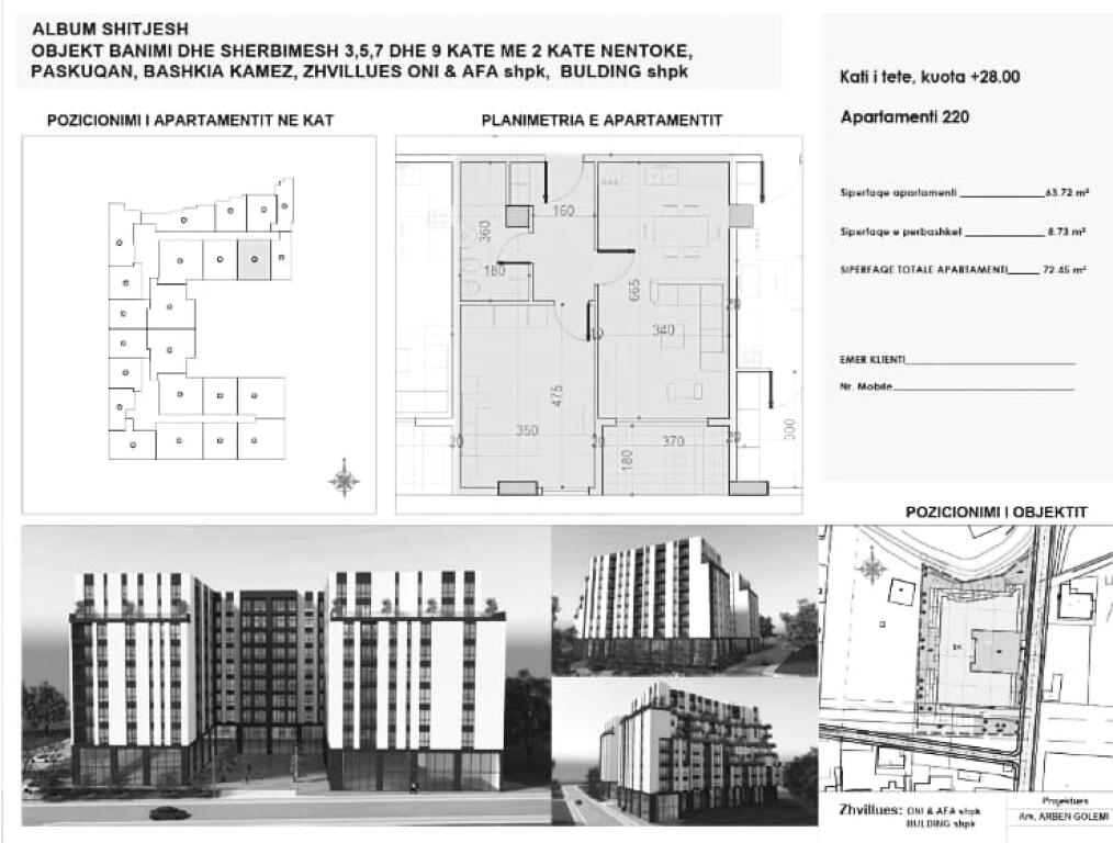 Shitet Apartament 1+1 - Belfiore 1, Paskuqan - 71.000€